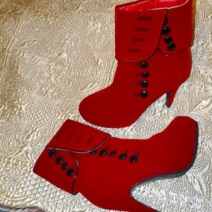 Nwob , fashion red ankle booties